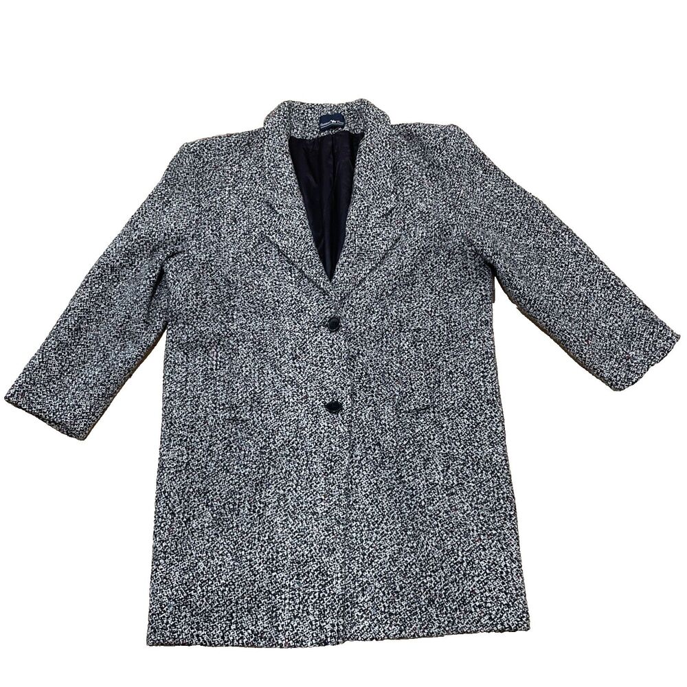 Hunters Run Vtg Gray Tweed Trench Coat Women 13 Heavyweight Line Jacket USA Knit